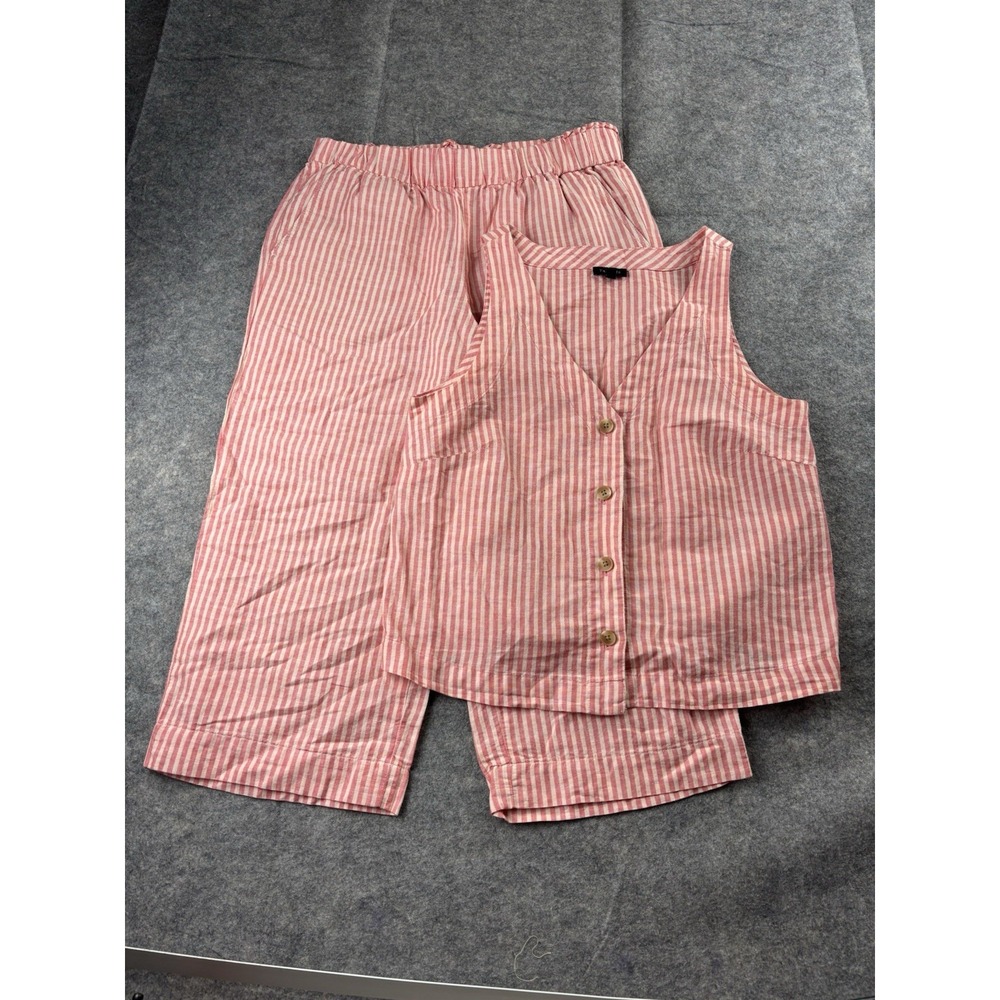 Talbots Women's XS Button Top MP Pants Linen Set Pinstriped Coastal Bohemian